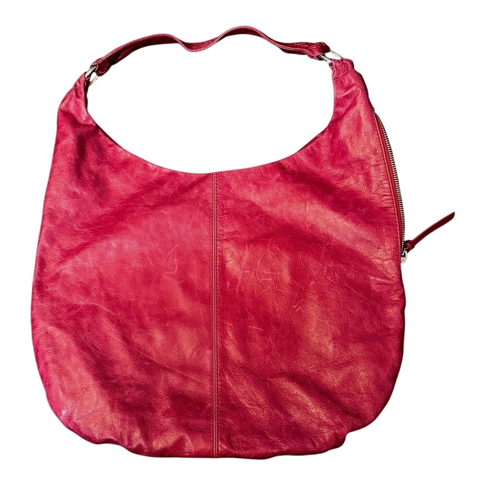 Hobo‎ International Red Leather Hobo Bag Large Red Side Zip Slouchy Shoulder Bag